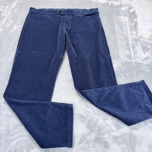 Greyson Mens Blue Fine Wale Corduroy Pants Size 38x32 Stretch Cotton Trousers